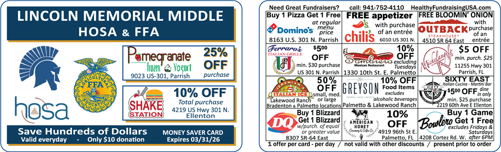 Front and back of Savings Card